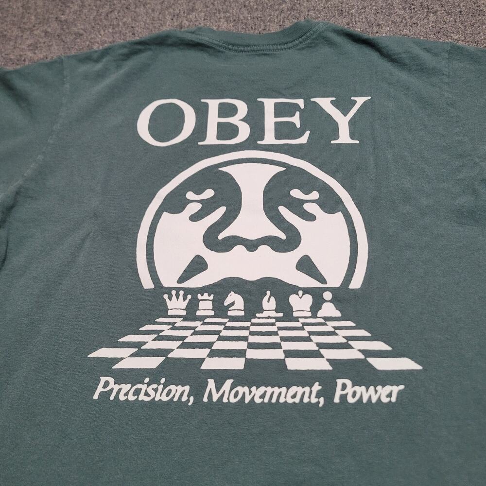 Obey Shirt Mens Medium Green Precision Graphic Crewneck Giant Streetwear Skater